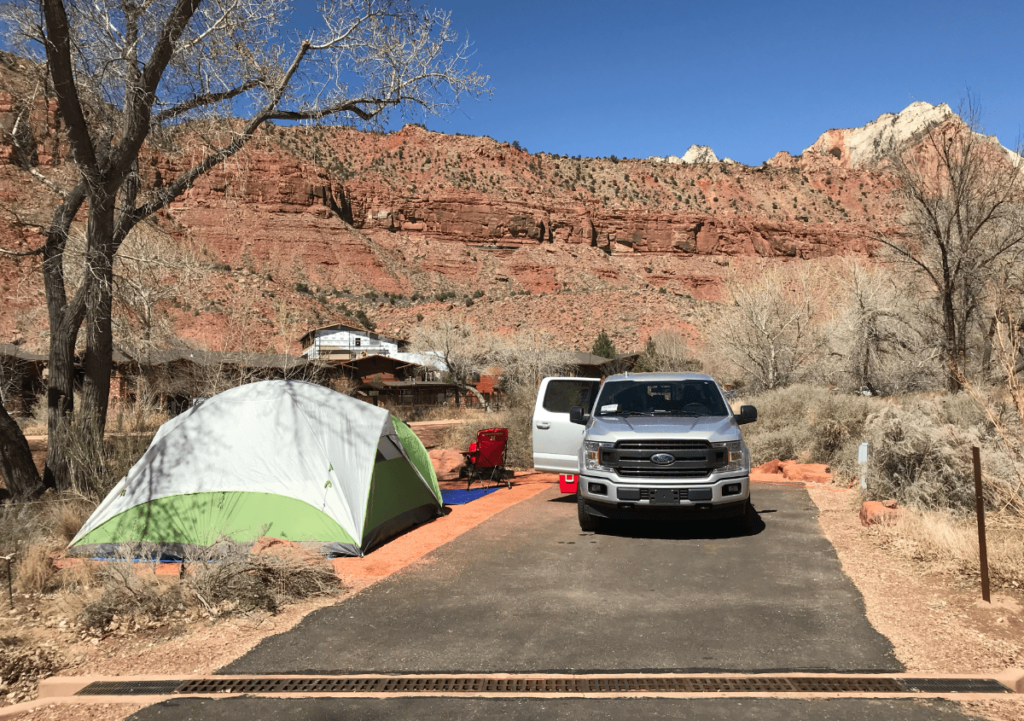 Family truck camping with my Ford F150 at Zion National Park
