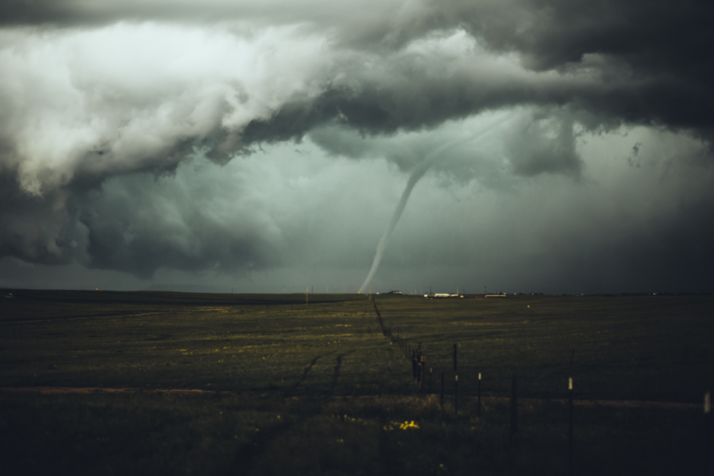 A tornado on the ground in Wyoming